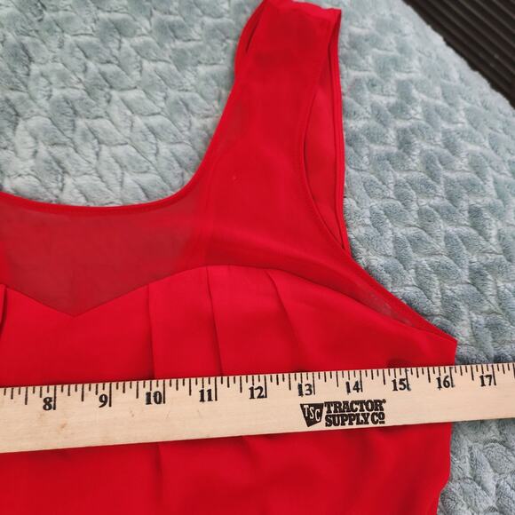 Express Sleeveless Cherry Red V-Back Skater Dress Size 6 - Picture 6 of 11